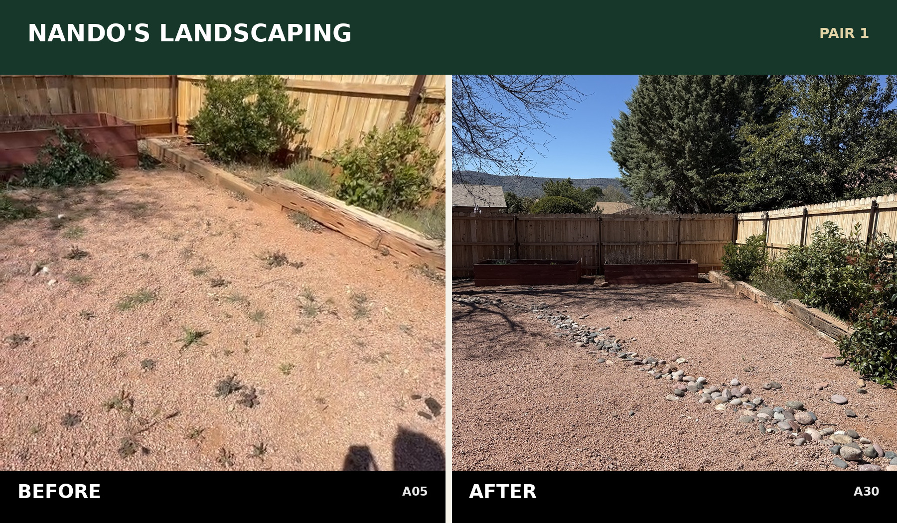 Pair 1: A05 before weed removal and A30 after cleanup
